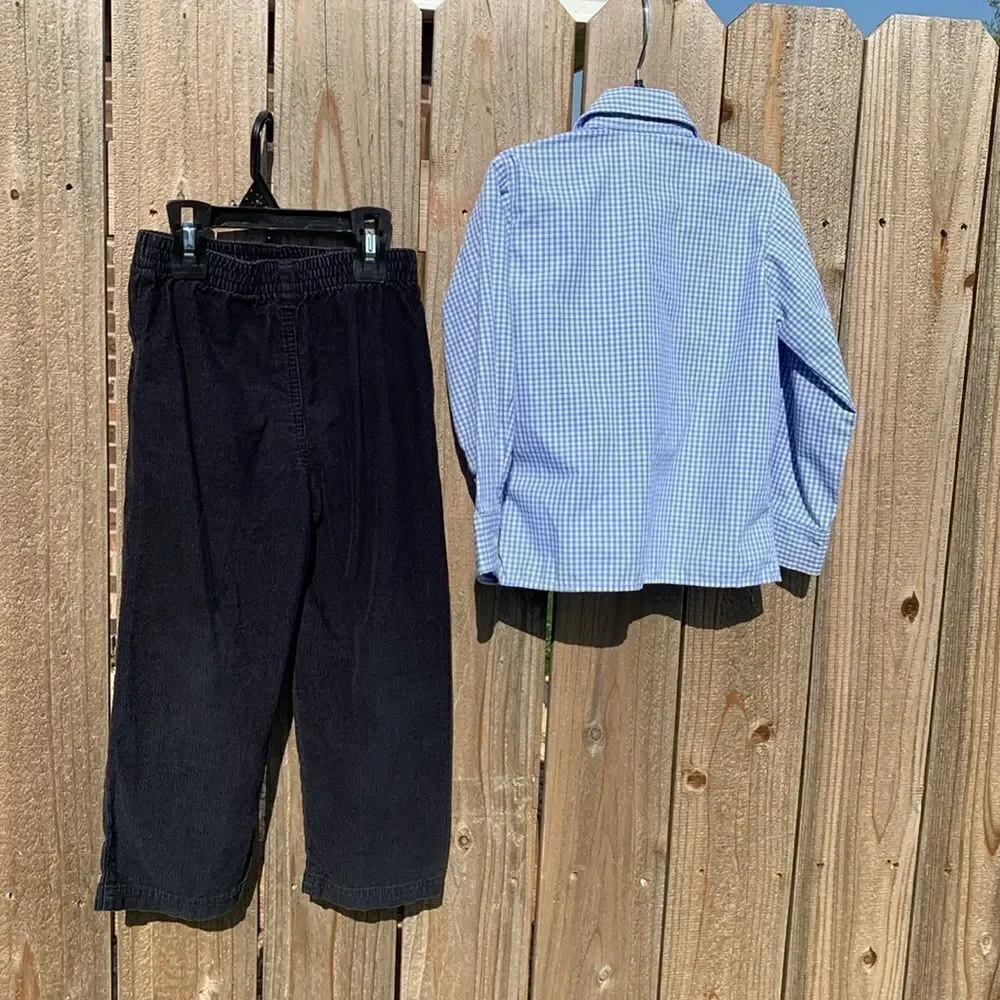 Take 50% OFF- Garanimals Boys 2pcsBlue Checkered Shirt with Black Pants, Size-5T
